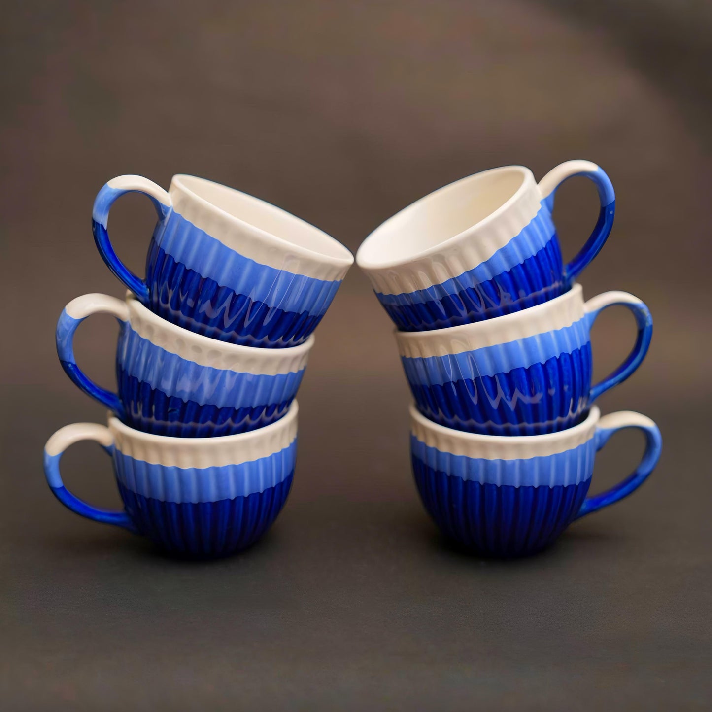 BlueTale Tea Cup Set – Ceramic Finish (6 pcs)