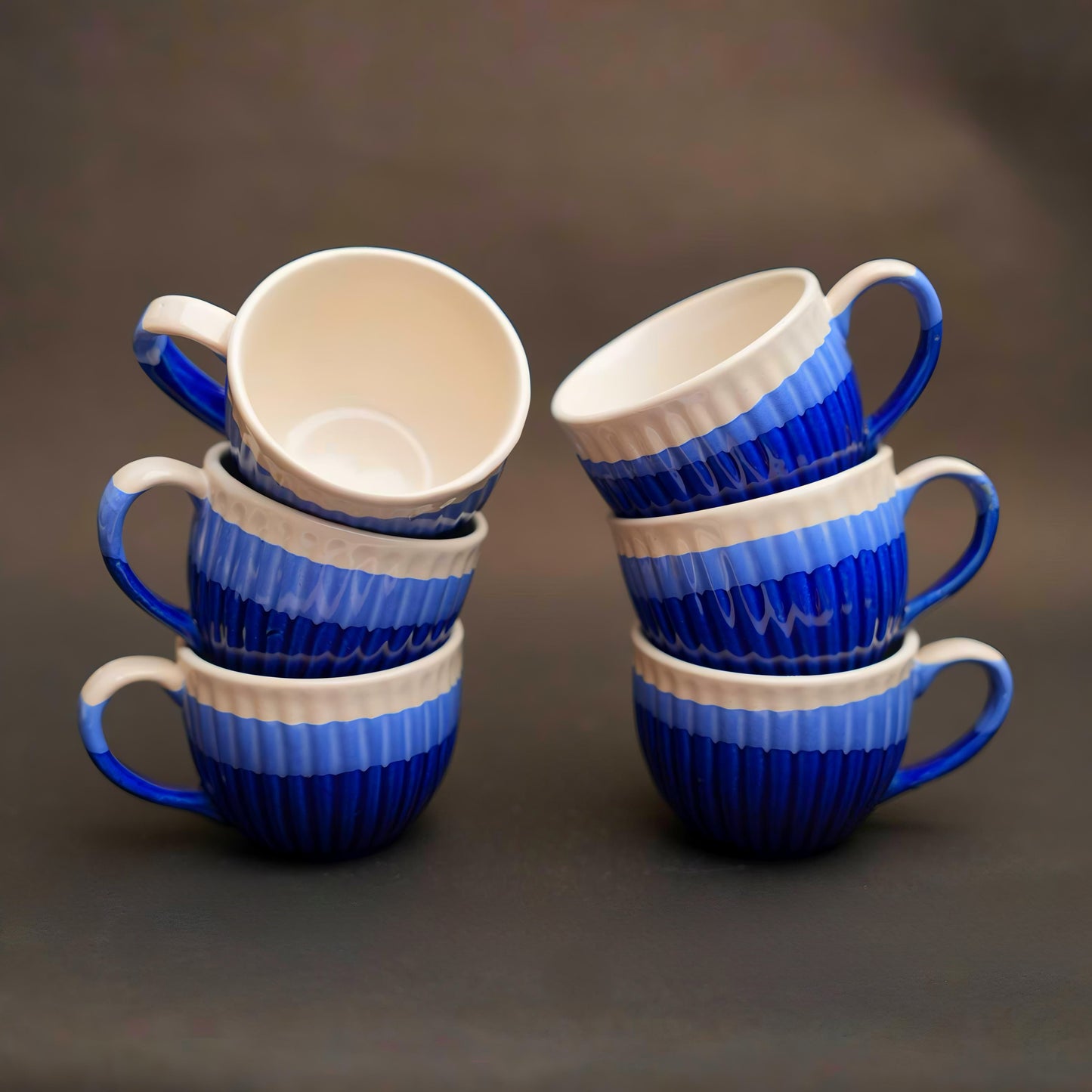 BlueTale Tea Cup Set – Ceramic Finish (6 pcs)