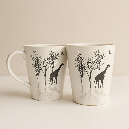 Wild Safari Ceramic Coffee Mug – Giraffe & Tree Artwork