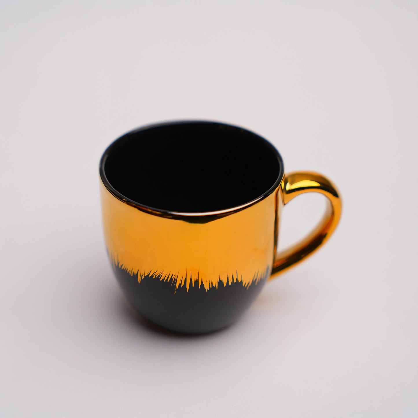 Golden Dusk Ceramic Tea Cup Set – Elegant Black & Gold Finish (6 Pcs)