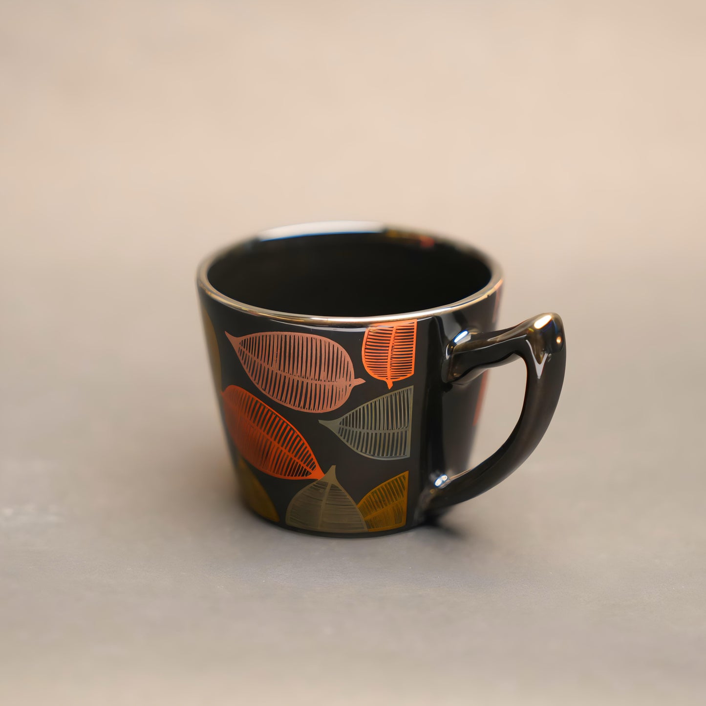 LeafLine Ceramic Tea Cup Set– Leaf Pattern Collection (6 pcs)