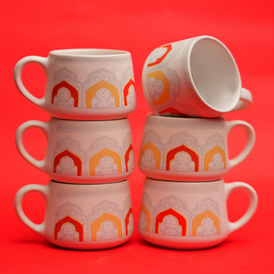 Jaipur Arches Ceramic Tea Cup Set – 6 Pieces