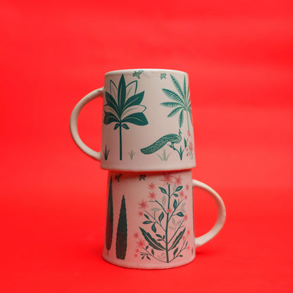 Indian Heritage Ceramic Mug Set – Nature Print