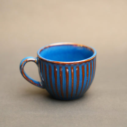 Artisan Stripe Ceramic Tea Cup Set – Handcrafted Look (Pack of 6)