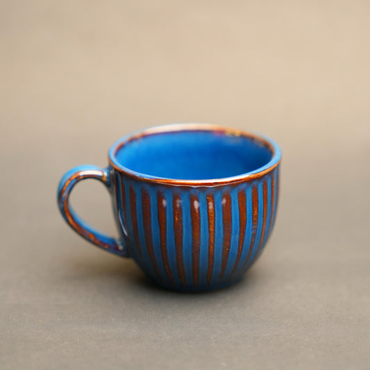 Artisan Stripe Ceramic Tea Cup Set – Handcrafted Look (Pack of 6)