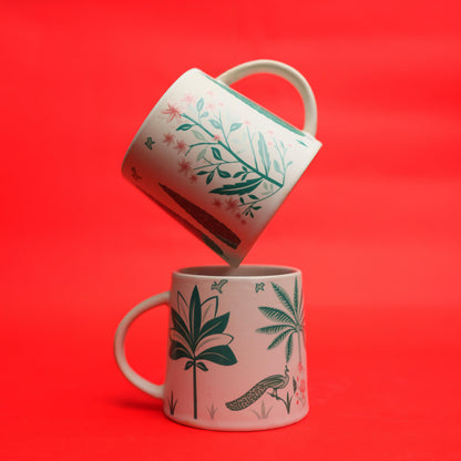 Indian Heritage Ceramic Mug Set – Nature Print