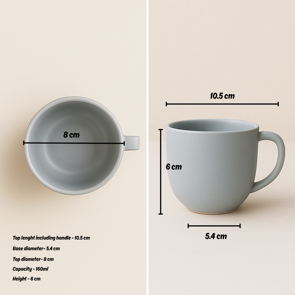 Ocean Mist Ceramic Tea Cup Set – Sleek Matte Design (6 Pcs)