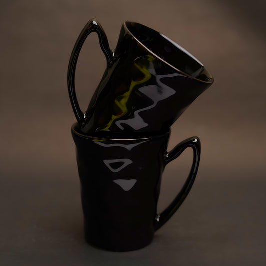 Midnight Facet Ceramic Coffee Mug – Glossy Geometric Finish