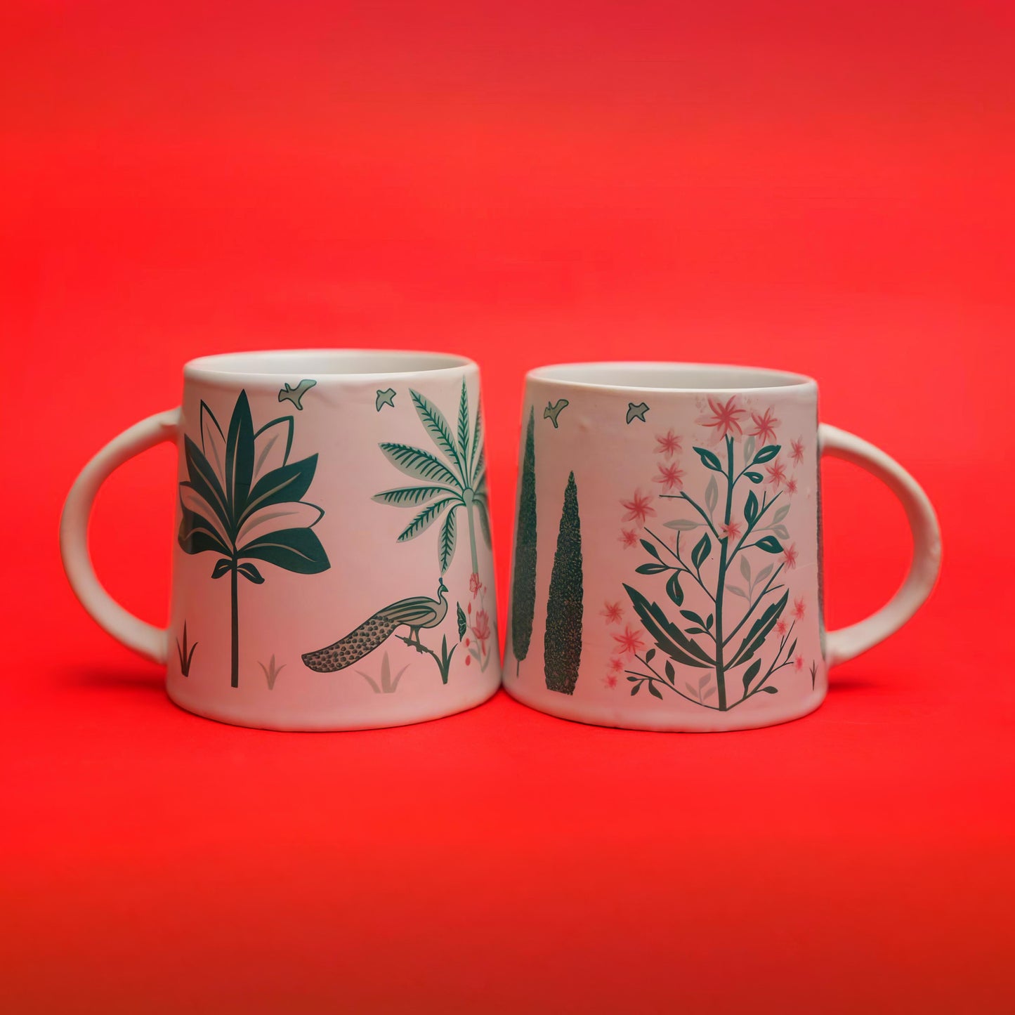 Indian Heritage Ceramic Mug Set – Nature Print