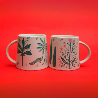 Indian Heritage Ceramic Mug Set – Nature Print