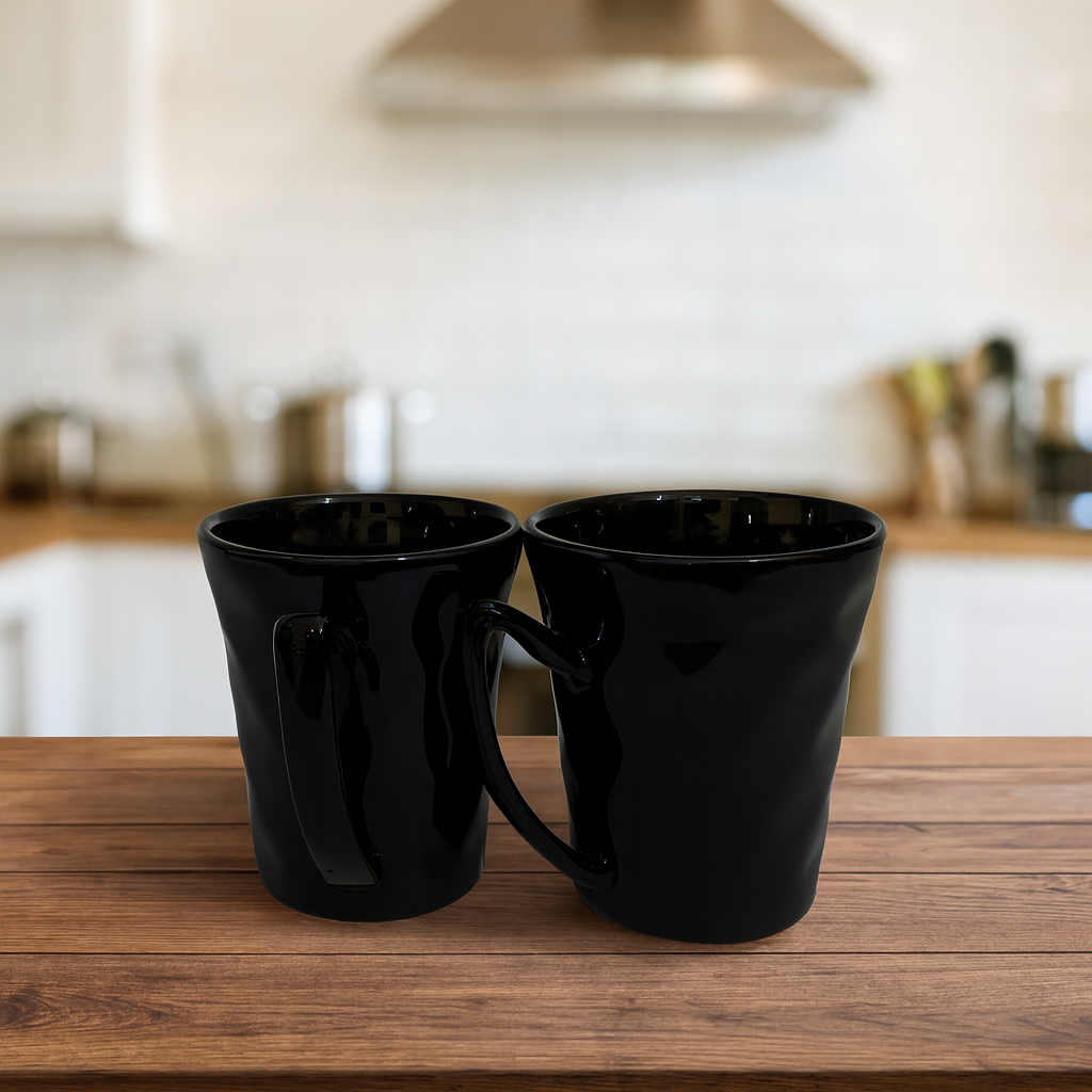 Midnight Facet Ceramic Coffee Mug – Glossy Geometric Finish