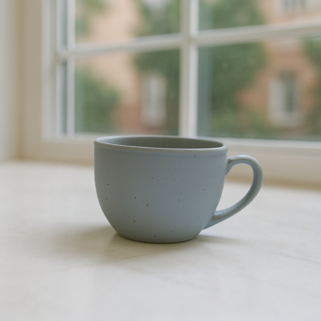 Ocean Mist Ceramic Tea Cup Set – Sleek Matte Design (6 Pcs)