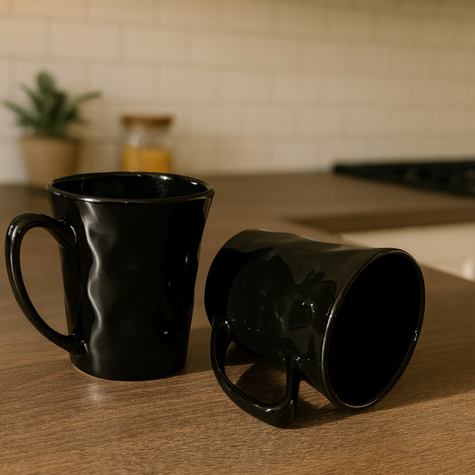 Midnight Facet Ceramic Coffee Mug – Glossy Geometric Finish