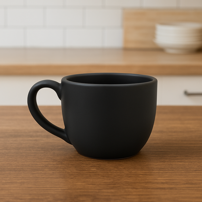 Matte Black Ceramic Tea Cup – Smooth Matte Texture (6 Pcs)
