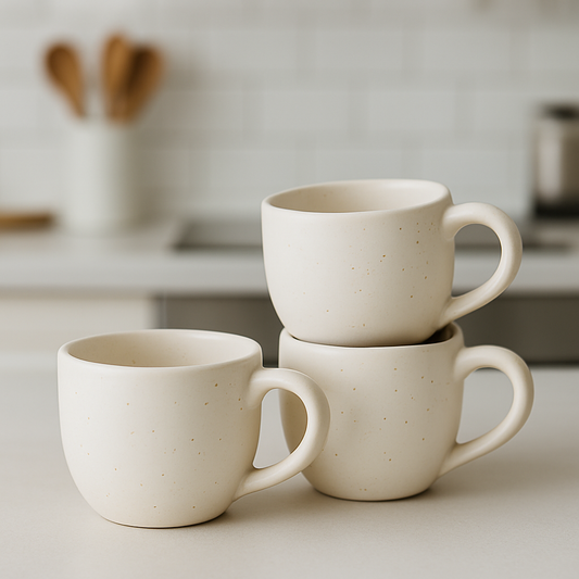 Neutral White Ceramic Tea Cup Set – Stylish Everyday Use (6 Pcs)