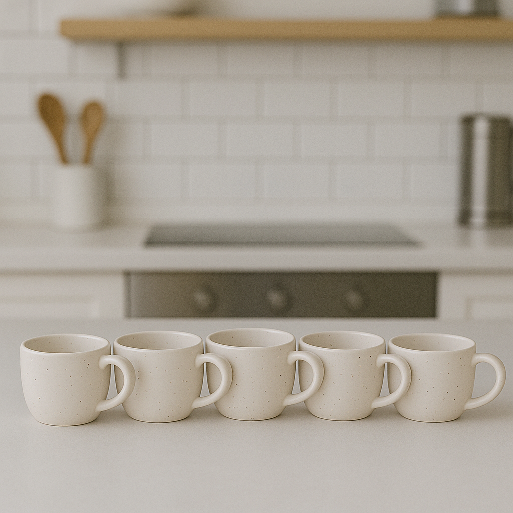 Neutral White Ceramic Tea Cup Set – Stylish Everyday Use (6 Pcs)