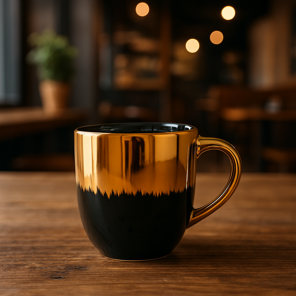 Golden Dusk Ceramic Tea Cup Set – Elegant Black & Gold Finish (6 Pcs)