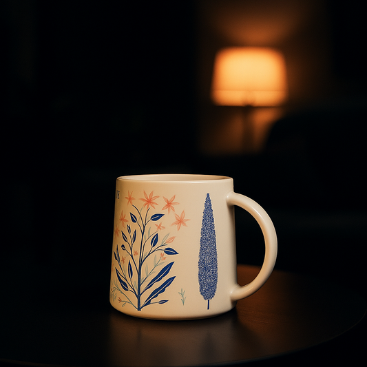 Heritage Peacock Ceramic Coffee Mug Set – Classic Blue Print