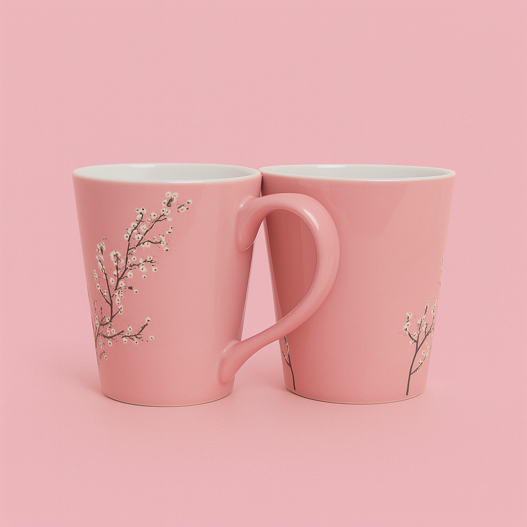 Rose Pink Floral Ceramic Coffee Mug – Glossy Finish