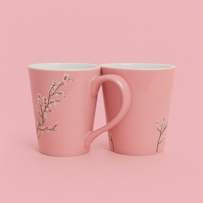 Rose Pink Floral Ceramic Coffee Mug – Glossy Finish