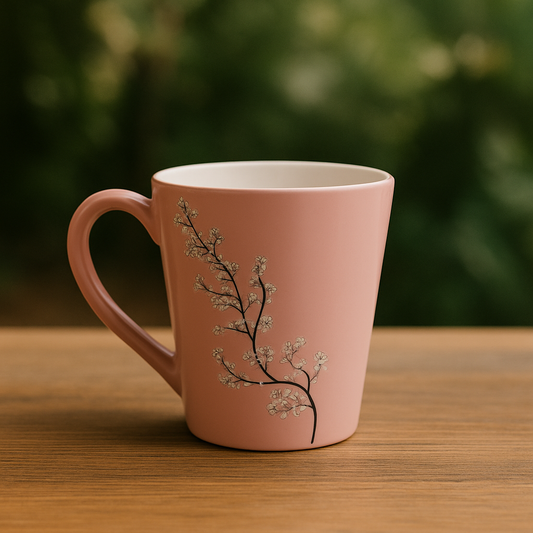 Rose Pink Floral Ceramic Coffee Mug – Glossy Finish