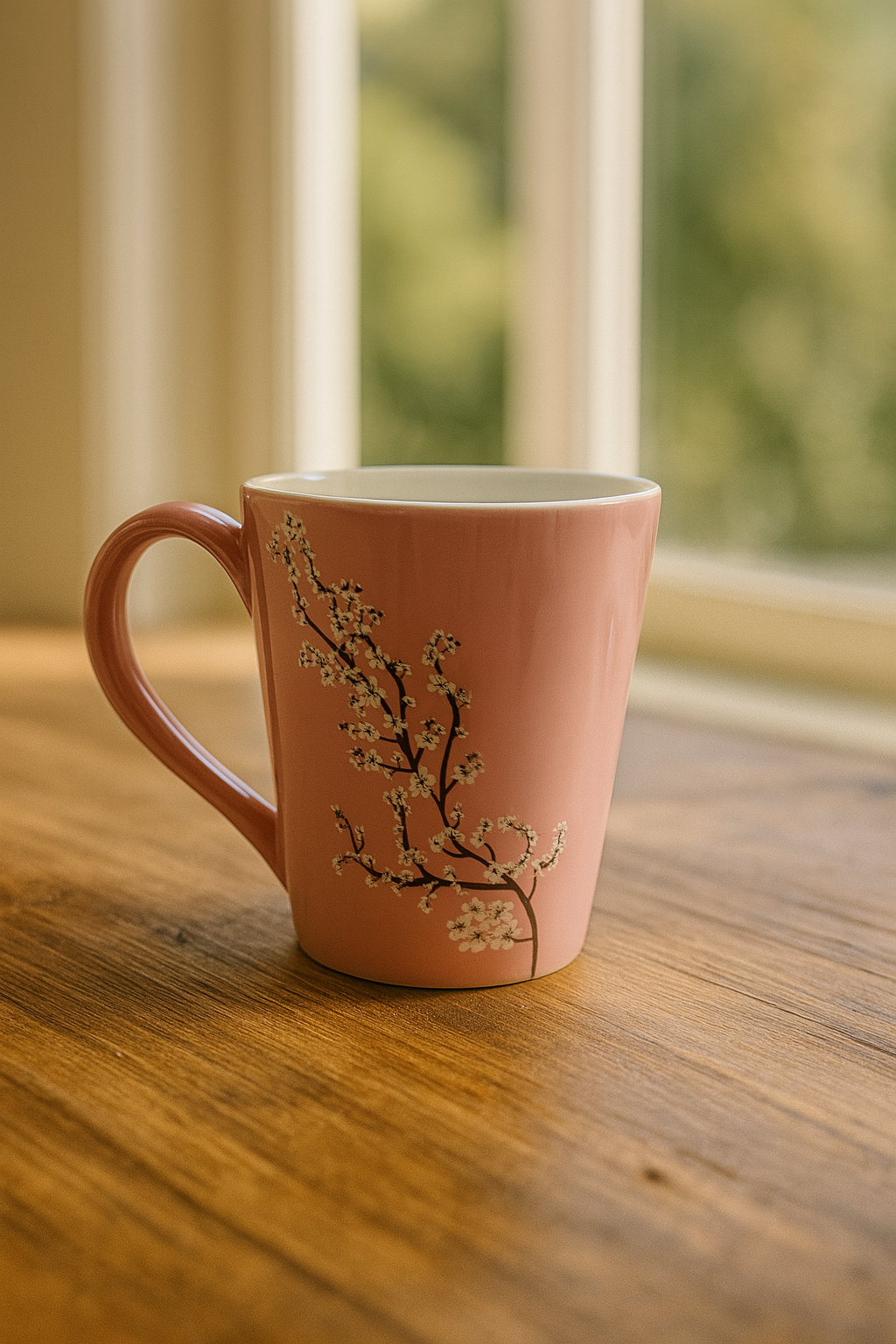 Rose Pink Floral Ceramic Coffee Mug – Glossy Finish
