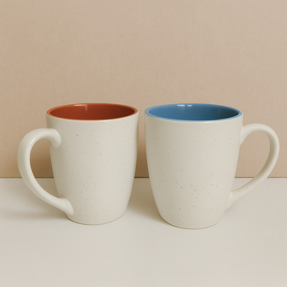 Classic White Ceramic Coffee Mug Set – Vibrant Multicolor Inside