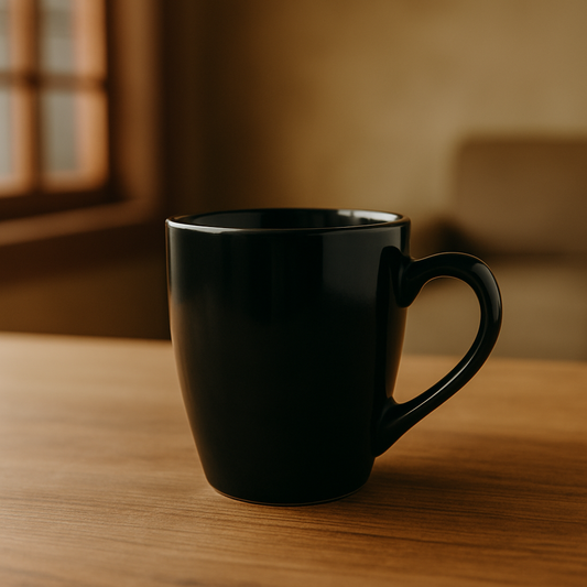 Classic Black Ceramic Coffee Mug Set – Glossy Finish
