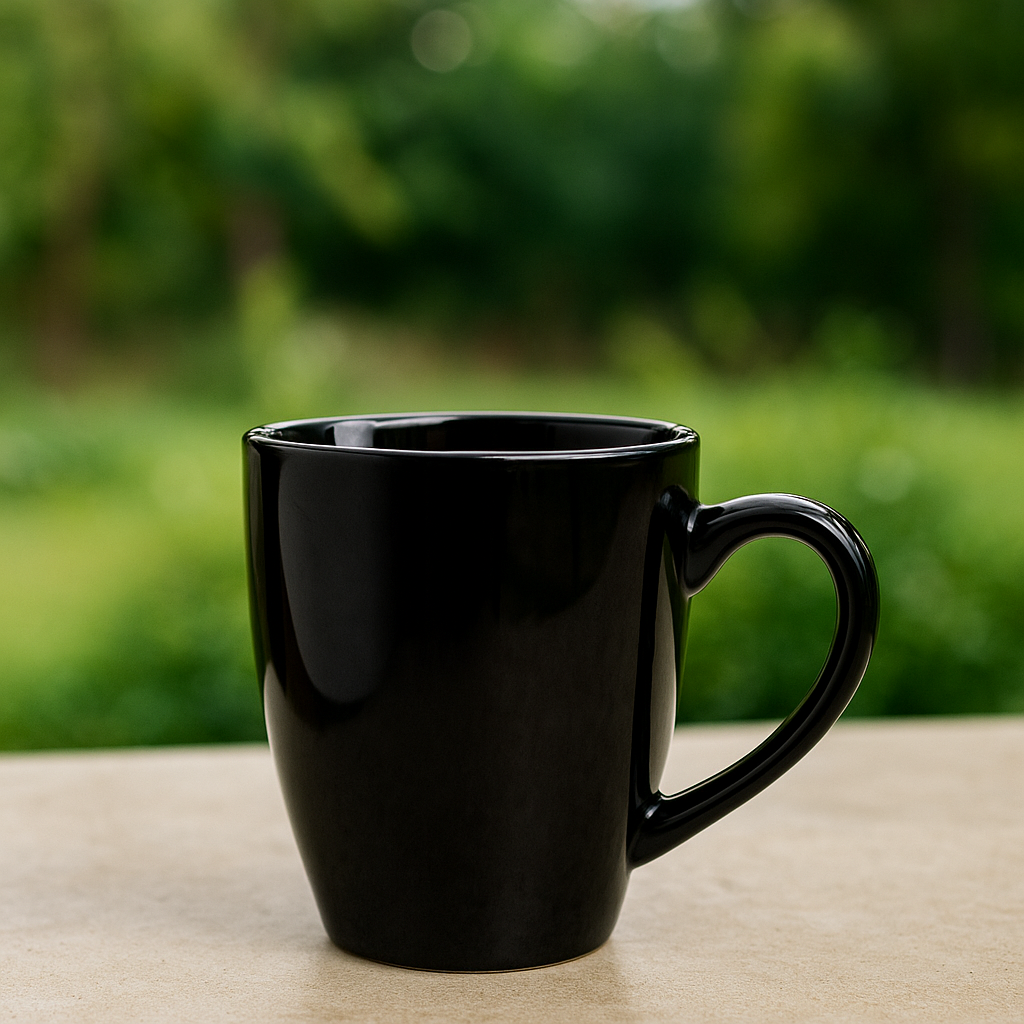Classic Black Ceramic Coffee Mug Set – Glossy Finish