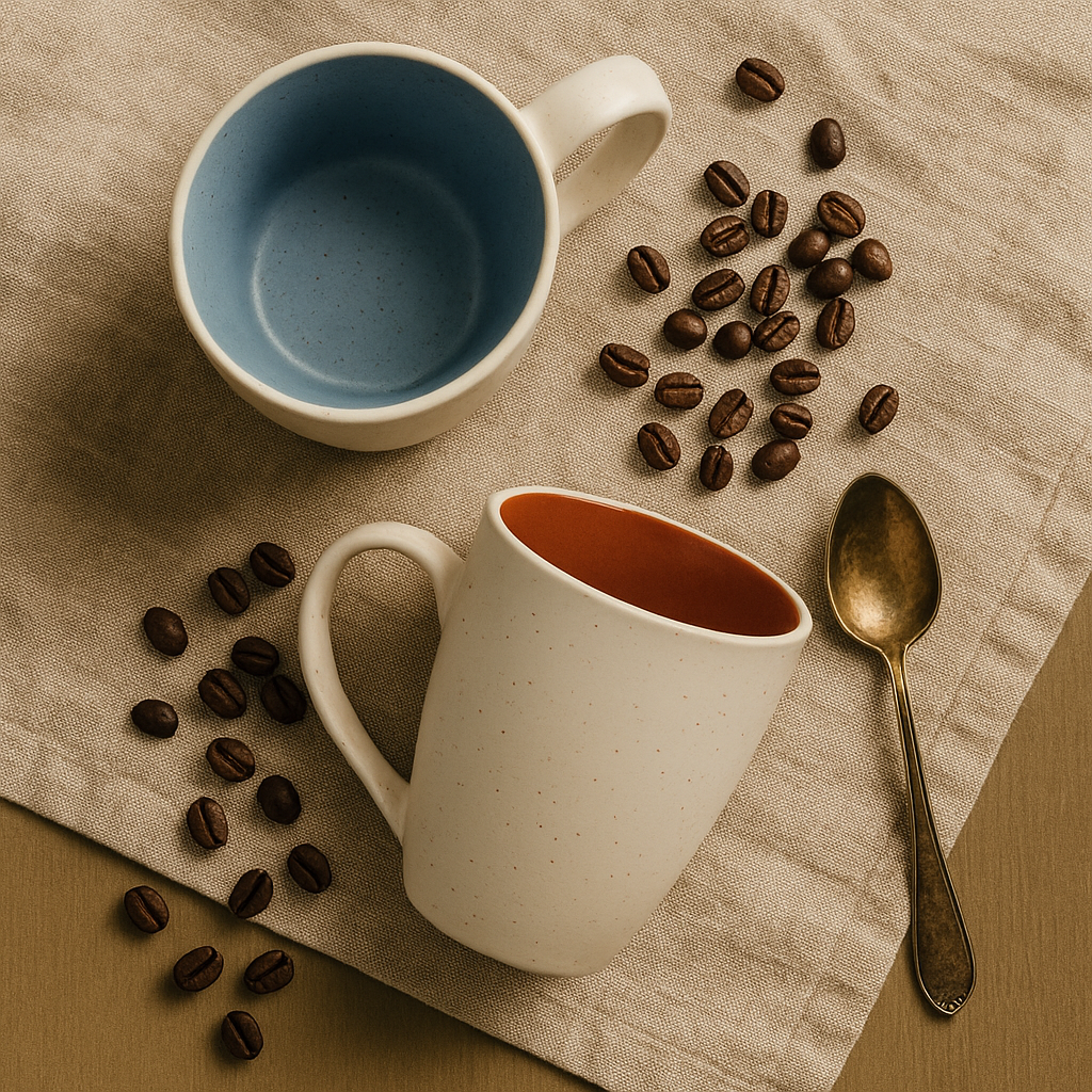 Classic White Ceramic Coffee Mug Set – Vibrant Multicolor Inside