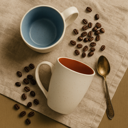 Classic White Ceramic Coffee Mug Set – Vibrant Multicolor Inside
