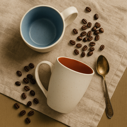 Classic White Ceramic Coffee Mug Set – Vibrant Multicolor Inside