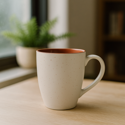 Classic White Ceramic Coffee Mug Set – Vibrant Multicolor Inside