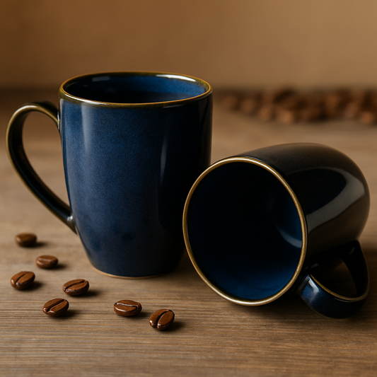 Navy Blue Ceramic Coffee Mug – Glossy Dual Tone Look
