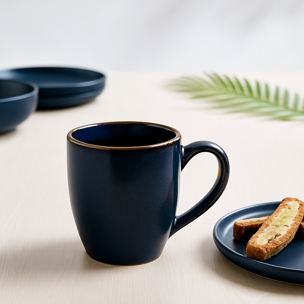 Navy Blue Ceramic Coffee Mug – Glossy Dual Tone Look