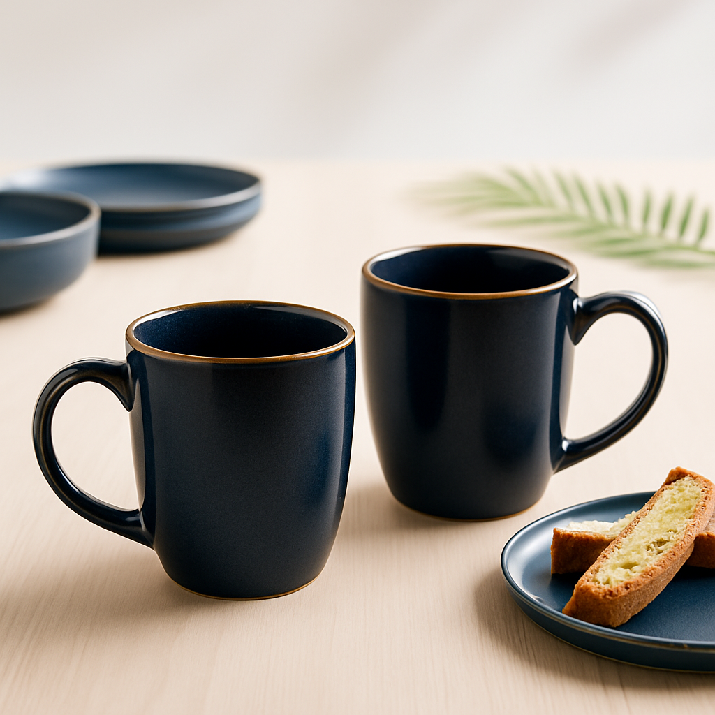 Navy Blue Ceramic Coffee Mug – Glossy Dual Tone Look